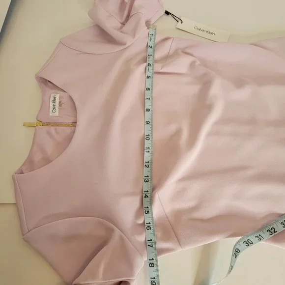 Calvin Klein Jewel Neck Flutter Sleeves Fitted Shift Dress Size 8 Dusty Pink NWT - Picture 9 of 13